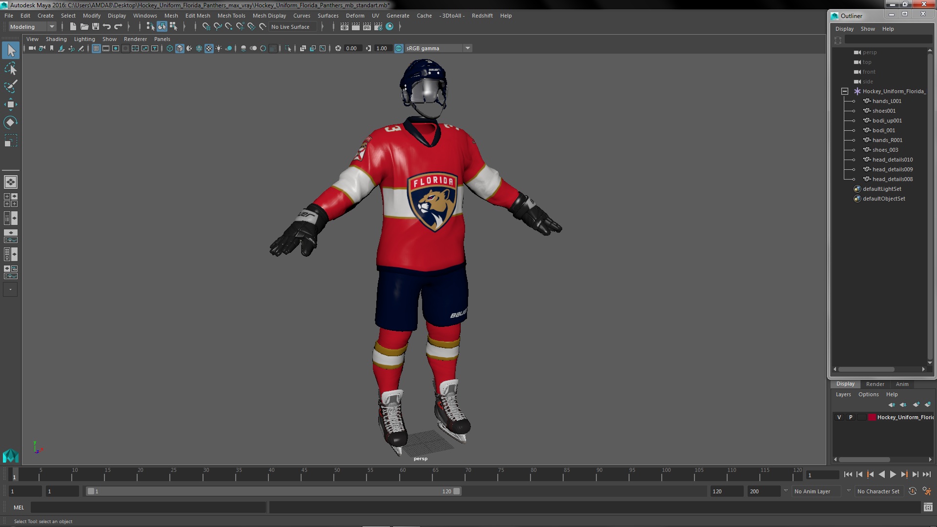 3D Hockey Uniform Florida Panthers