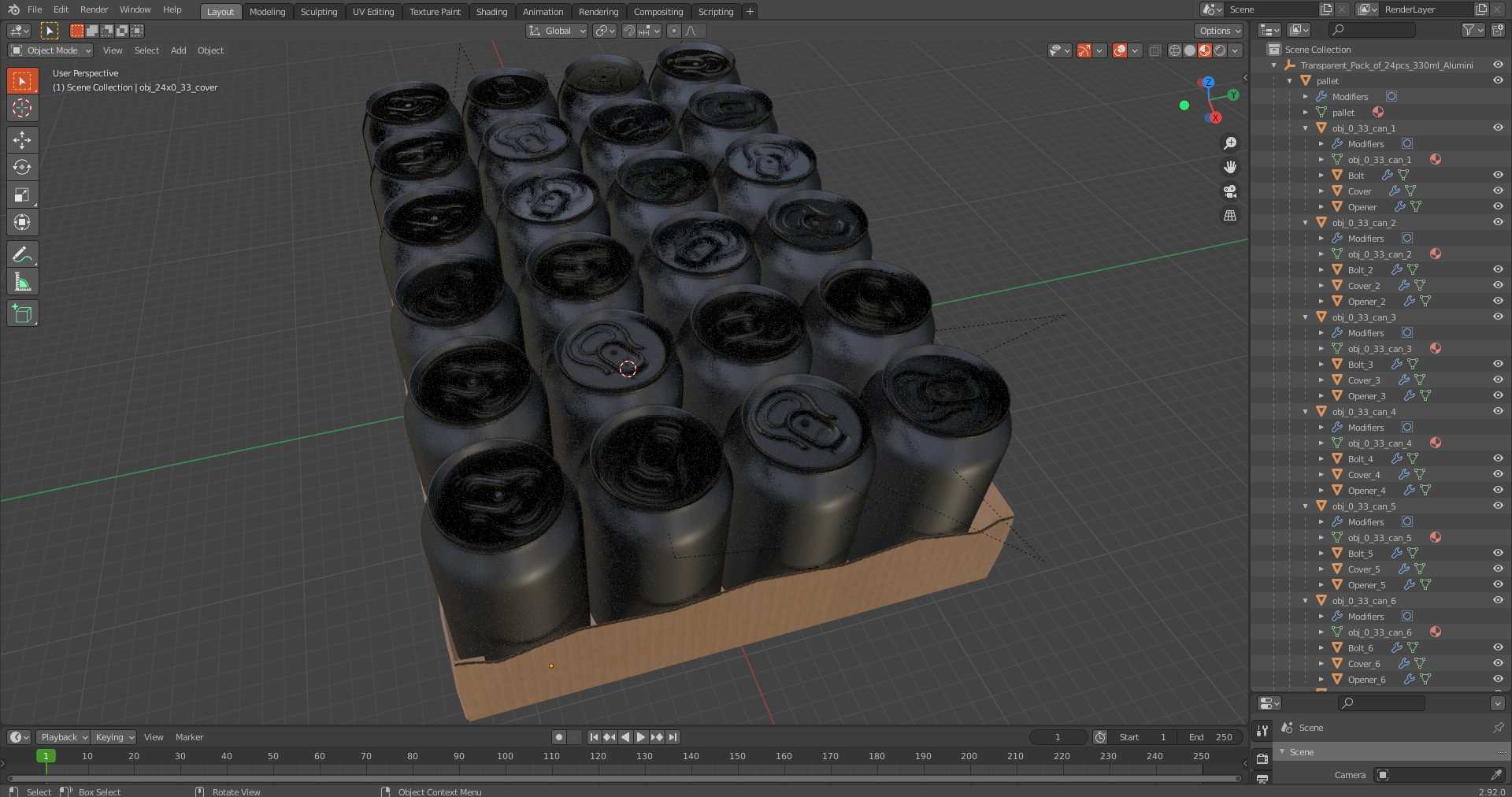 3D Transparent Pack of 24pcs 330ml Aluminium Cans