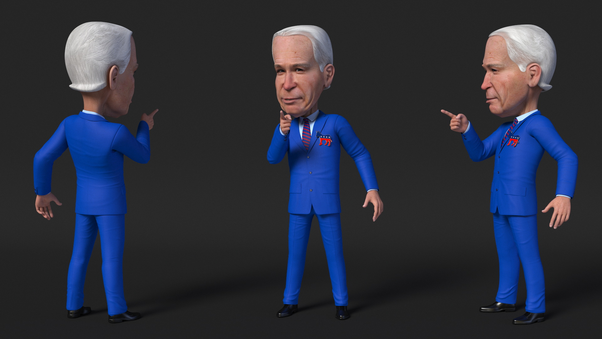 3D Cartoon Joe Biden with Democratic Icon model