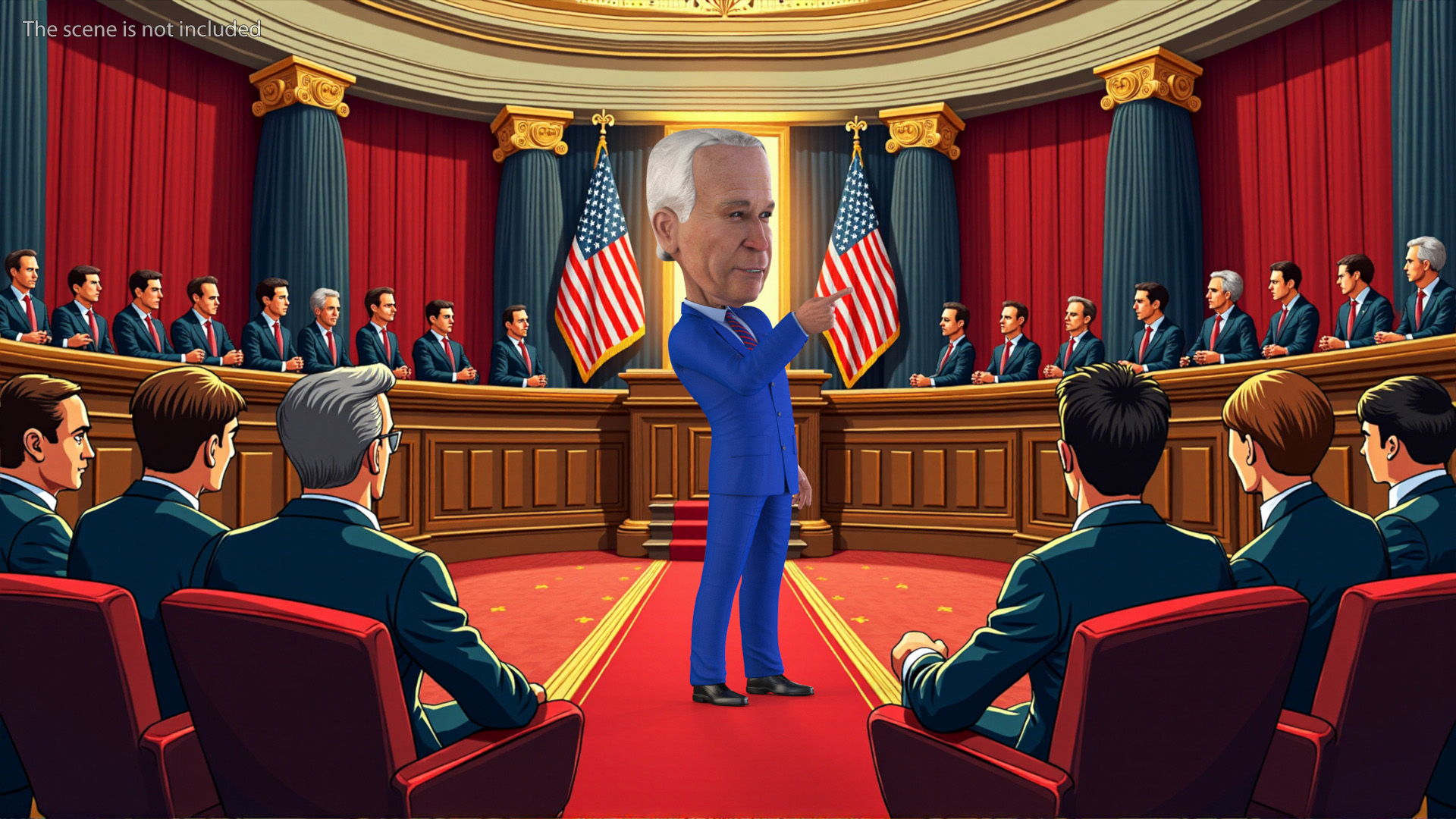 3D Cartoon Joe Biden with Democratic Icon model