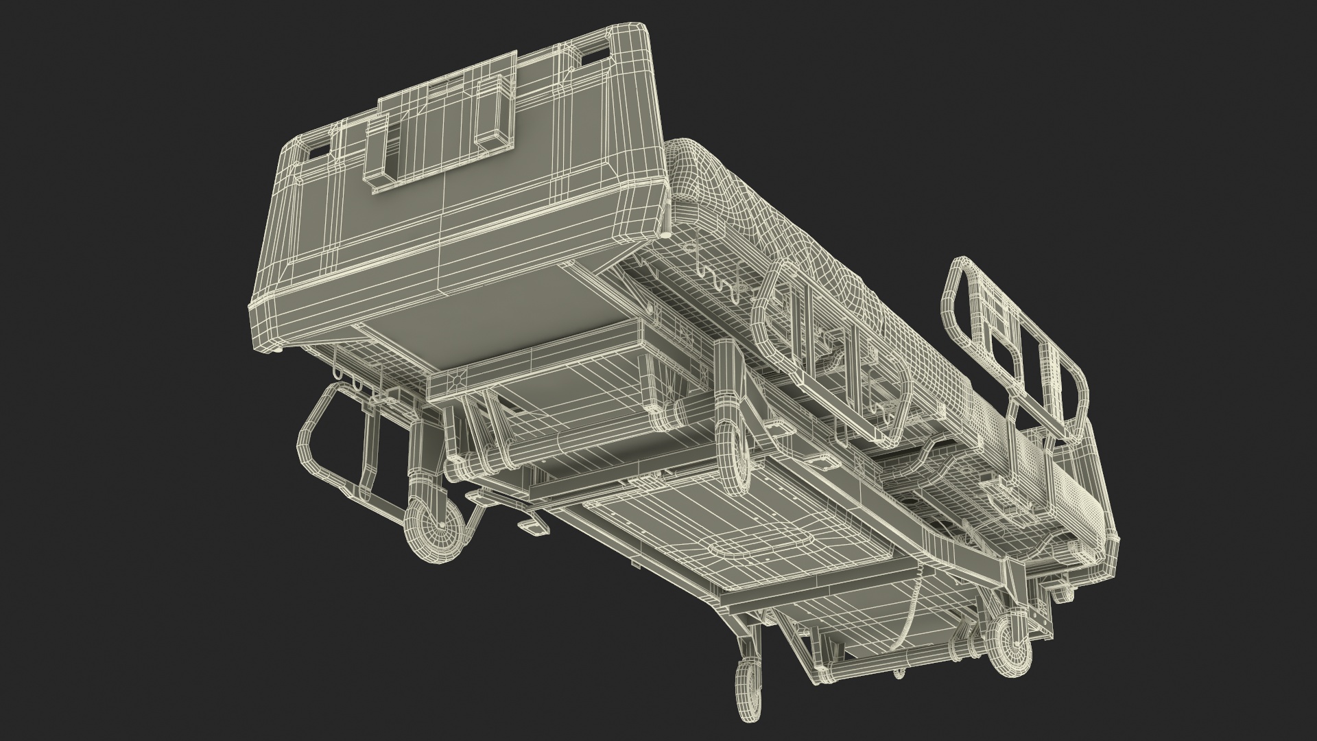 3D Hospital Bed with Adjustable Side Rails Rigged