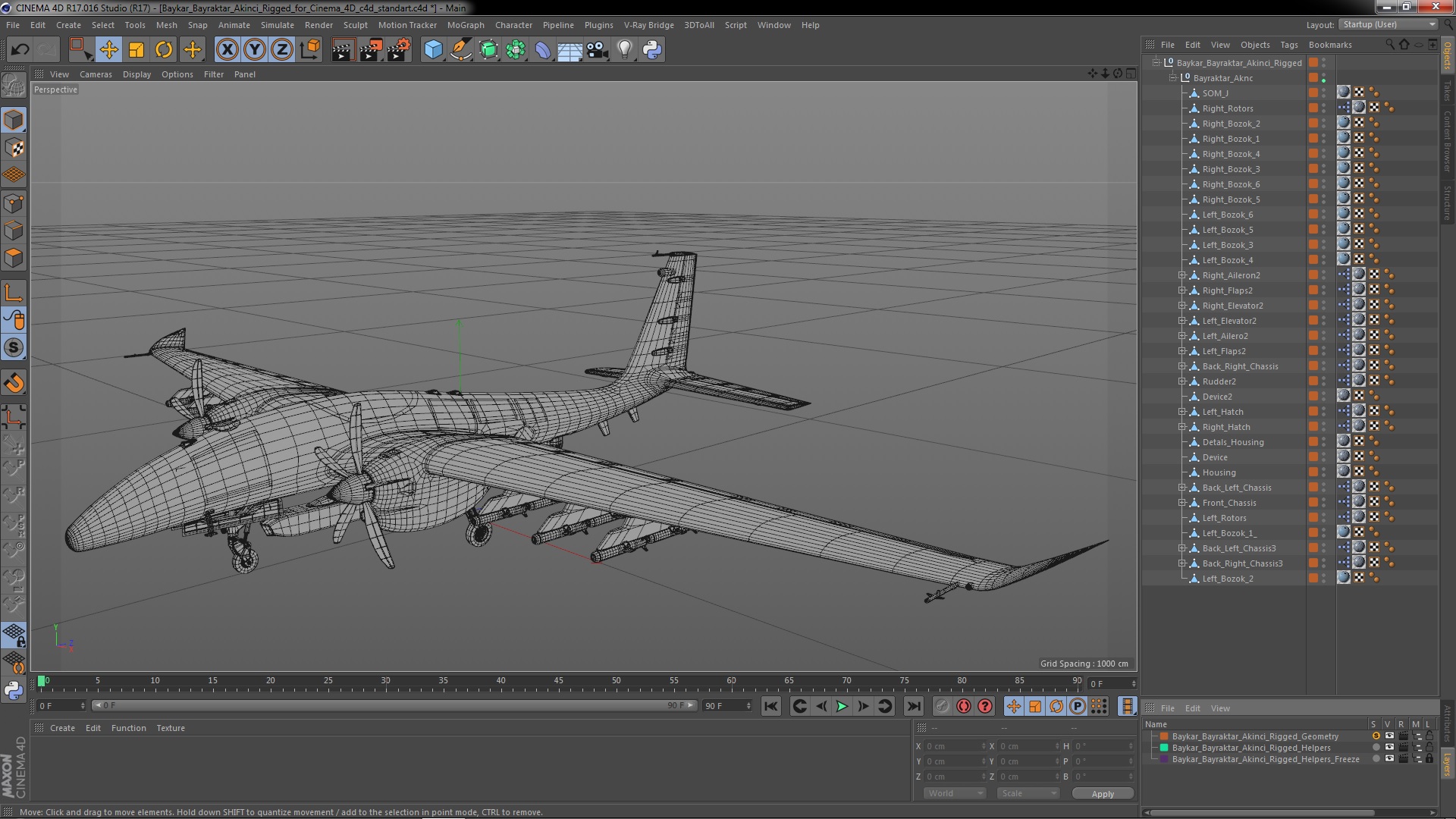 Baykar Bayraktar Akinci Rigged for Cinema 4D 3D model