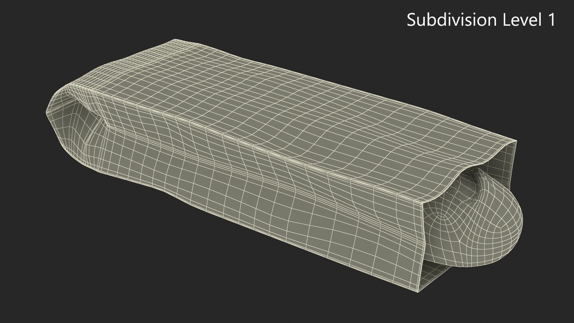 3D Brown Paper Bag with Bread