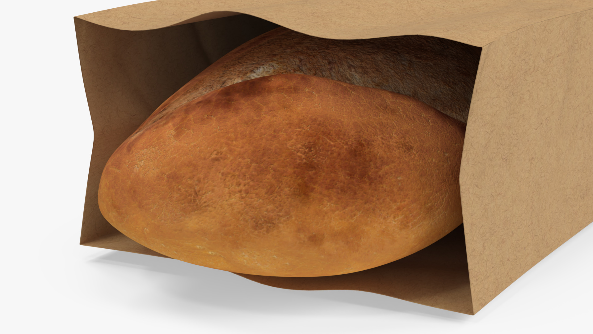 3D Brown Paper Bag with Bread
