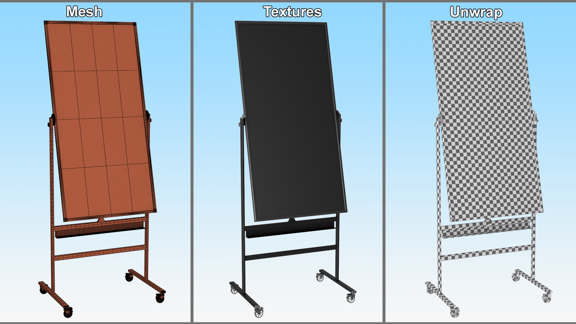 3D Aluminum Tall Magnetic Blackboard model