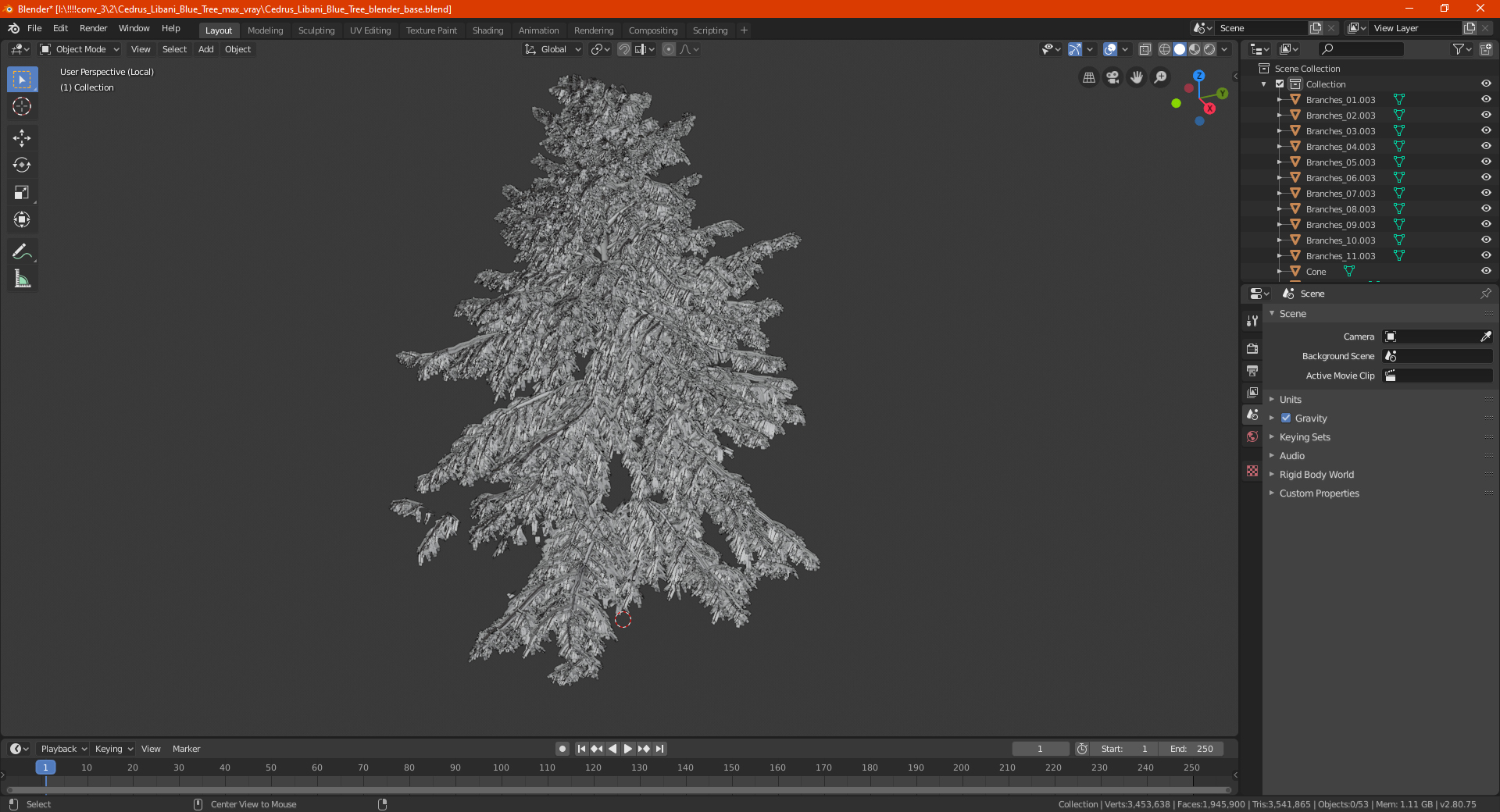 Cedrus Libani Green Tree 3D model