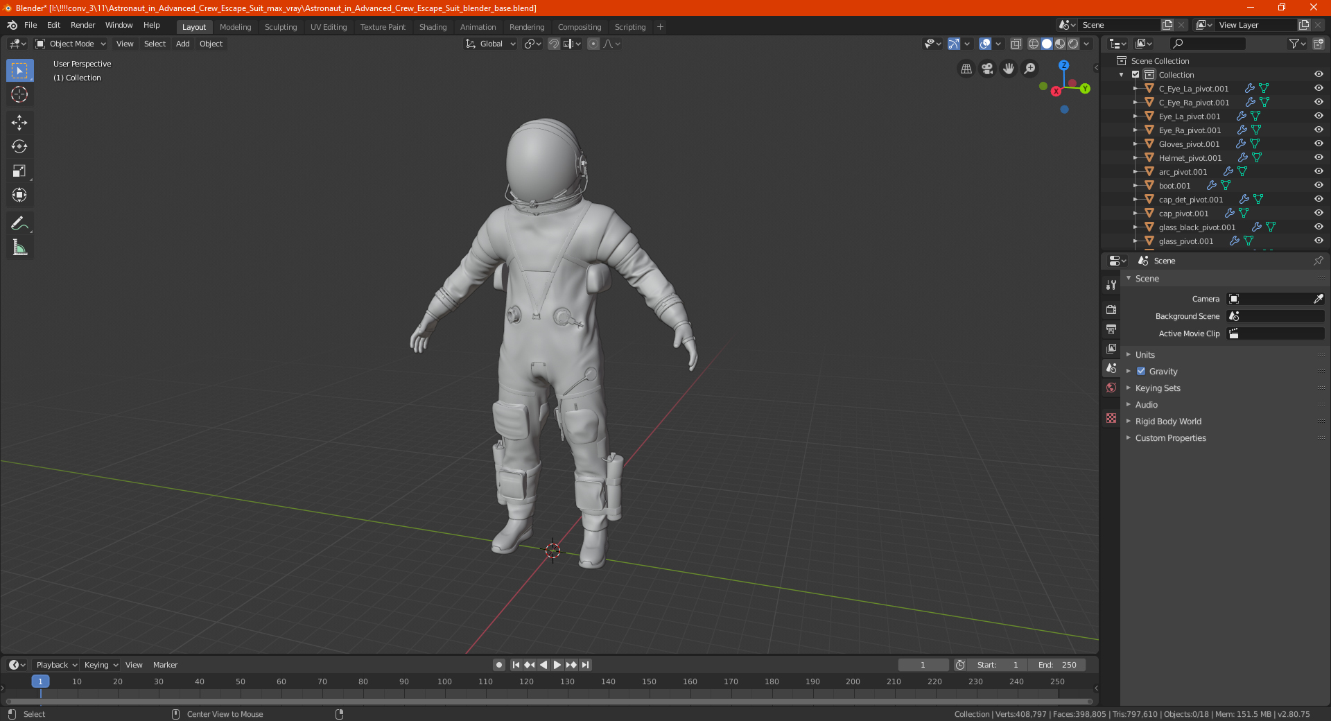 3D Astronaut in Advanced Crew Escape Suit model