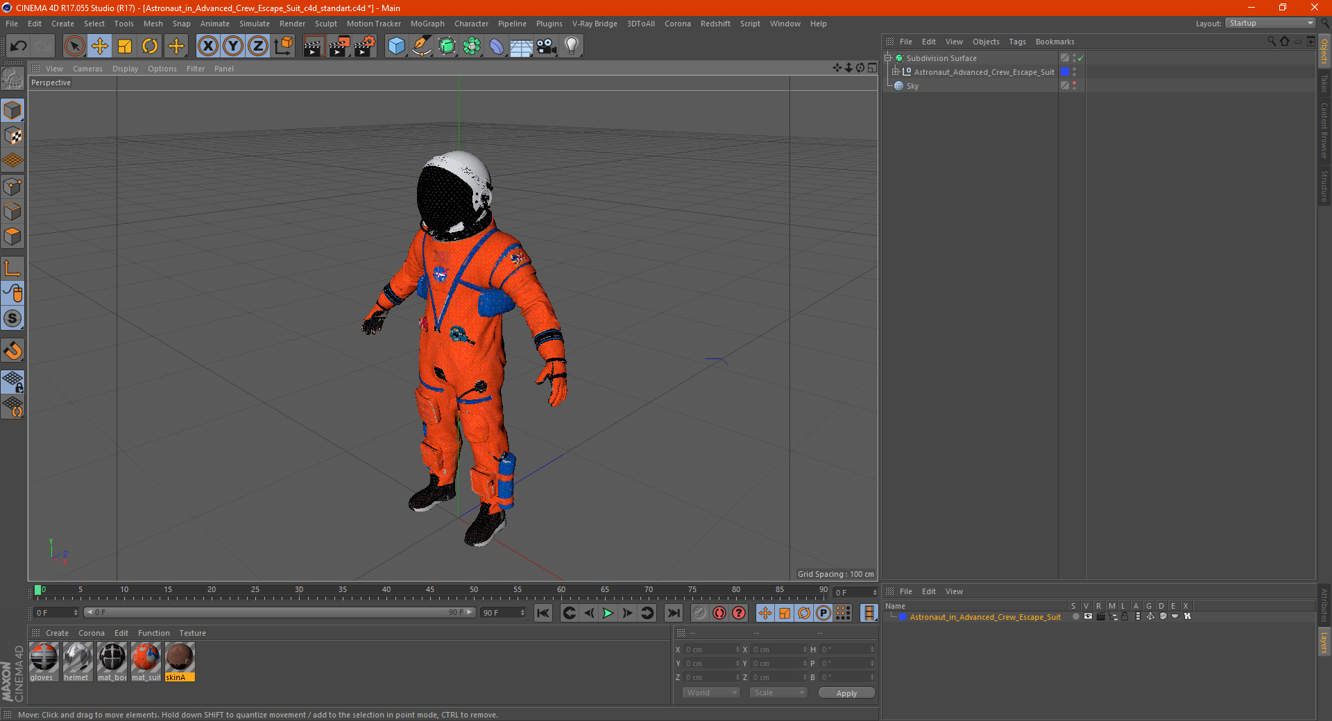 3D Astronaut in Advanced Crew Escape Suit model