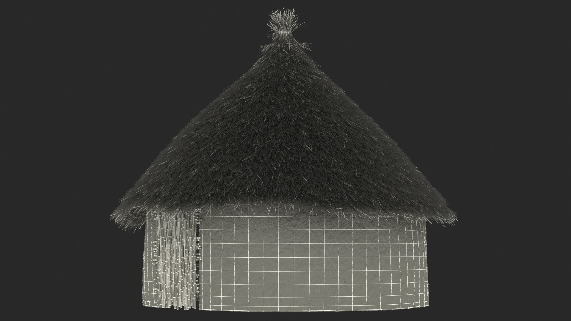 3D African Round Clay House Fur model
