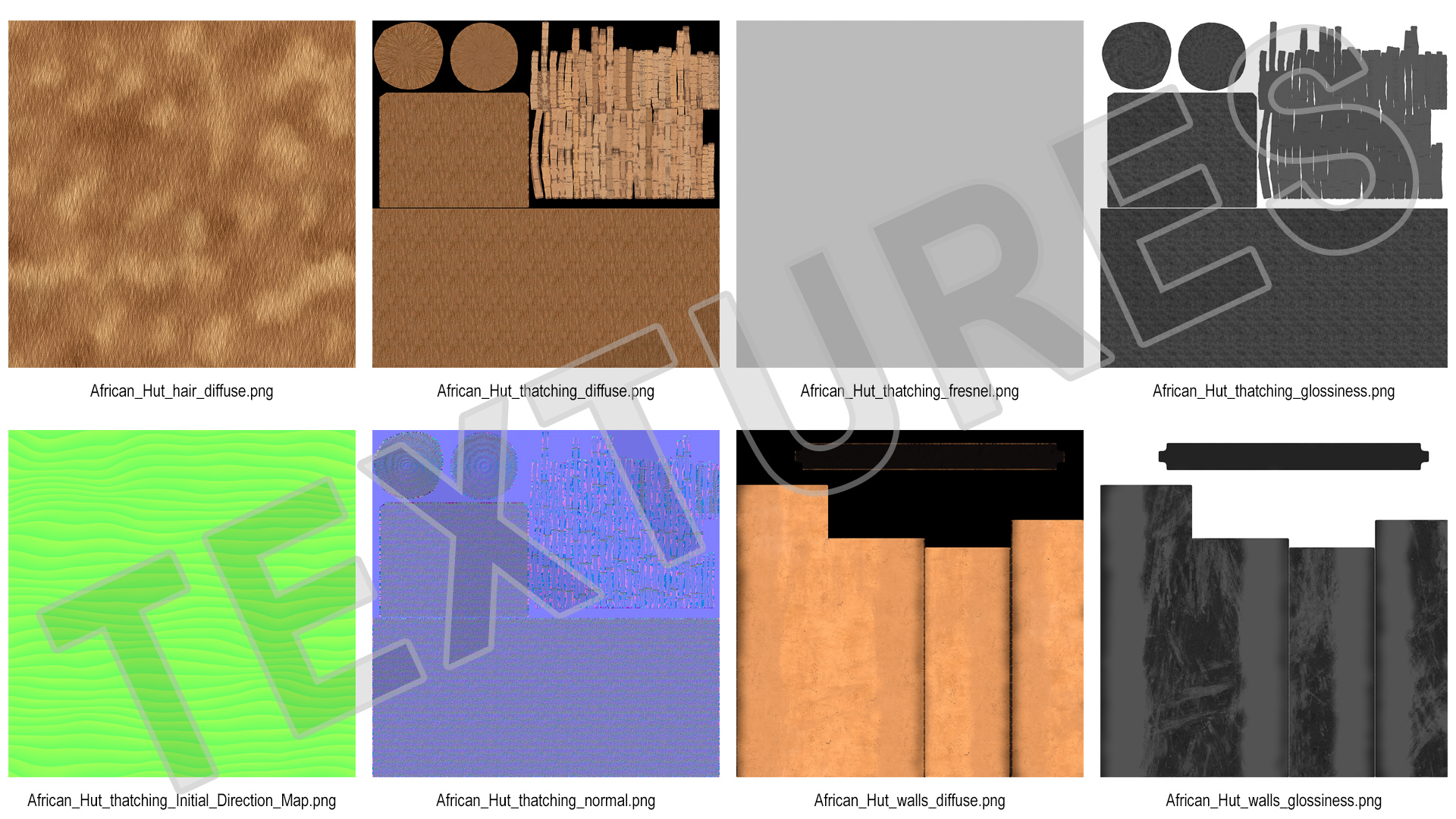 3D African Round Clay House Fur model