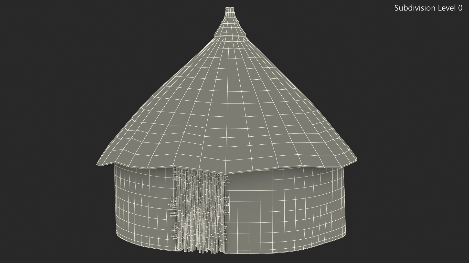 3D African Round Clay House Fur model
