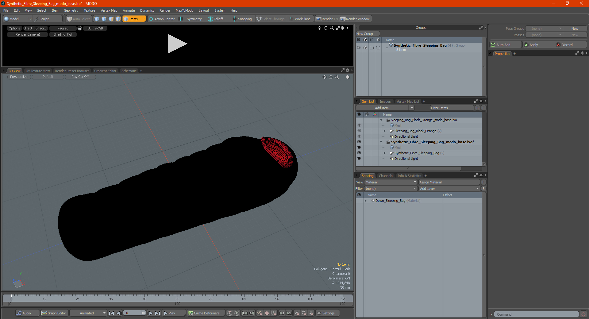 3D Synthetic Fibre Sleeping Bag model