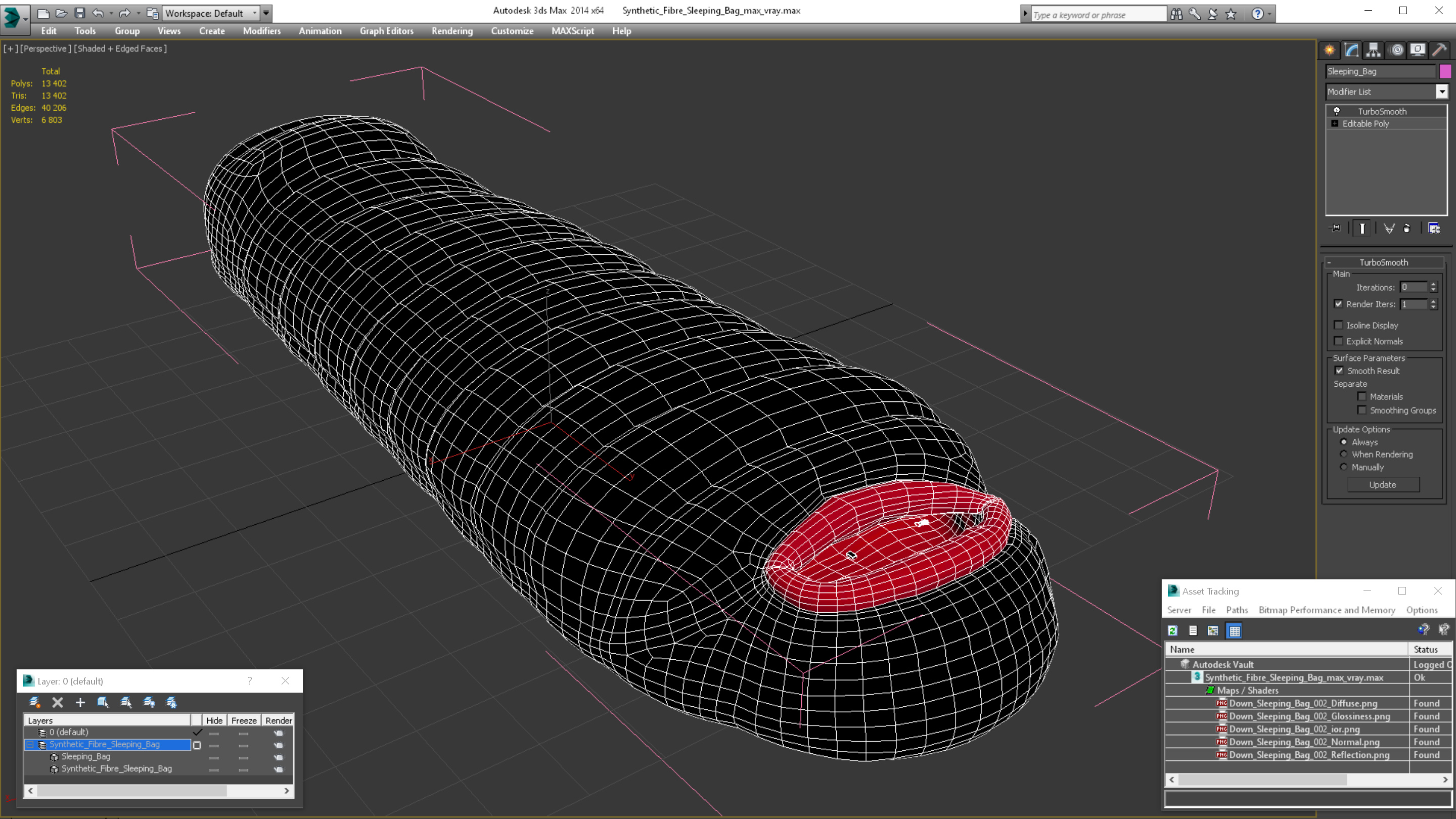3D Synthetic Fibre Sleeping Bag model