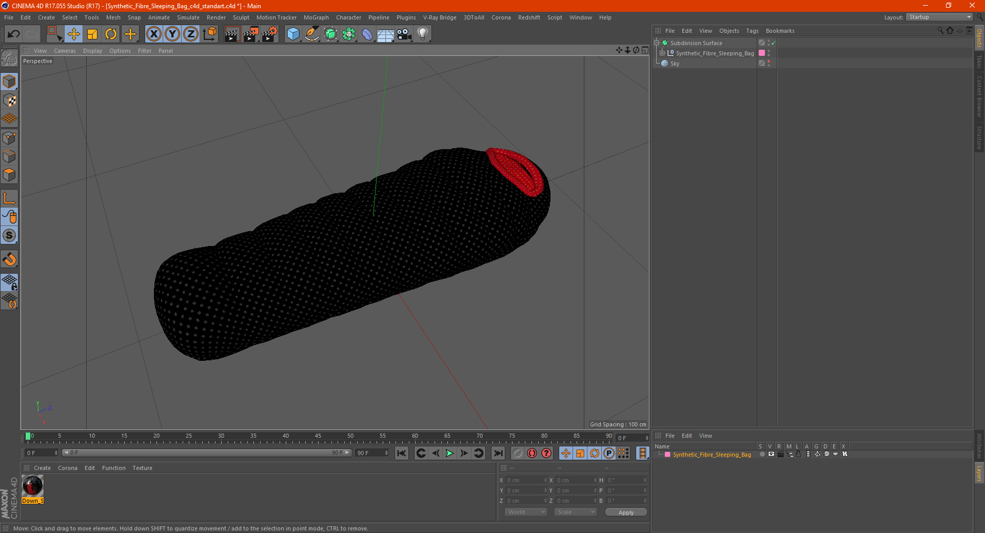 3D Synthetic Fibre Sleeping Bag model