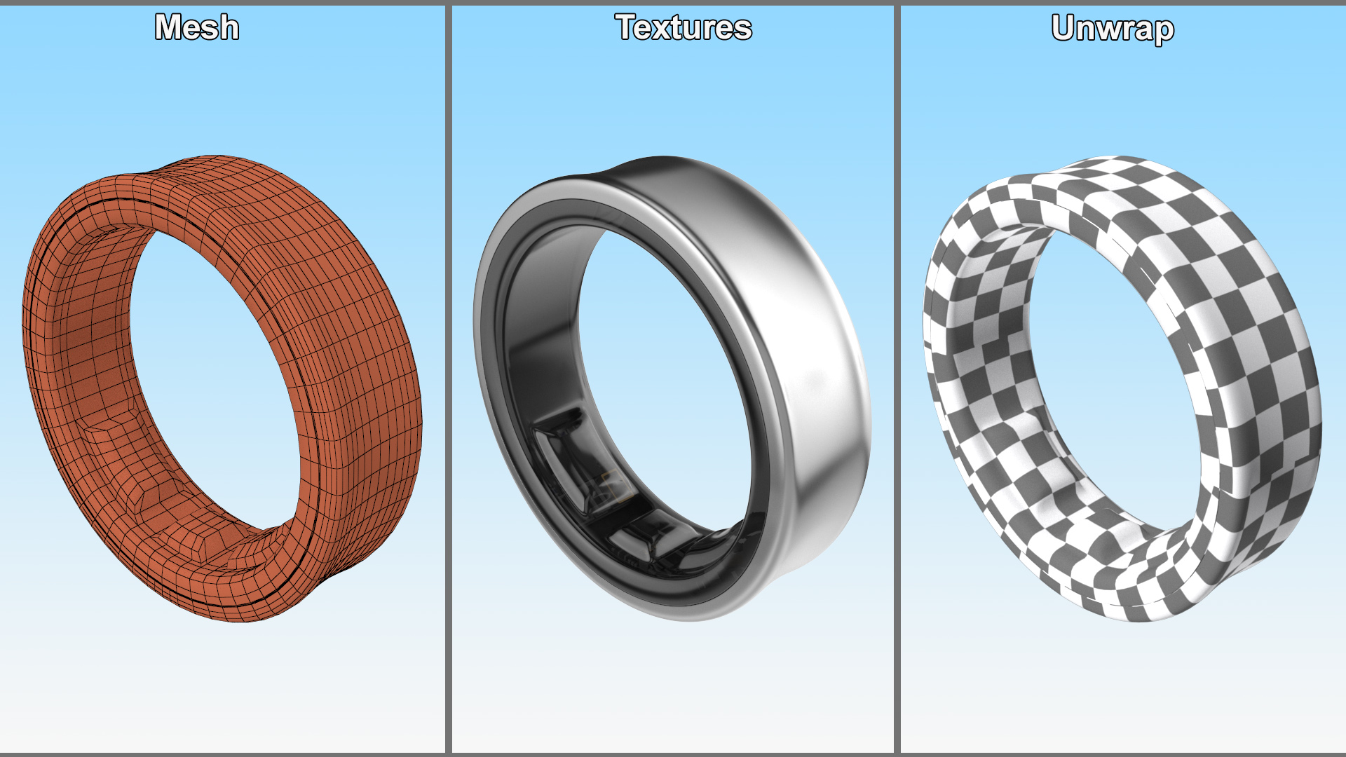 Smart Ring Silver 3D