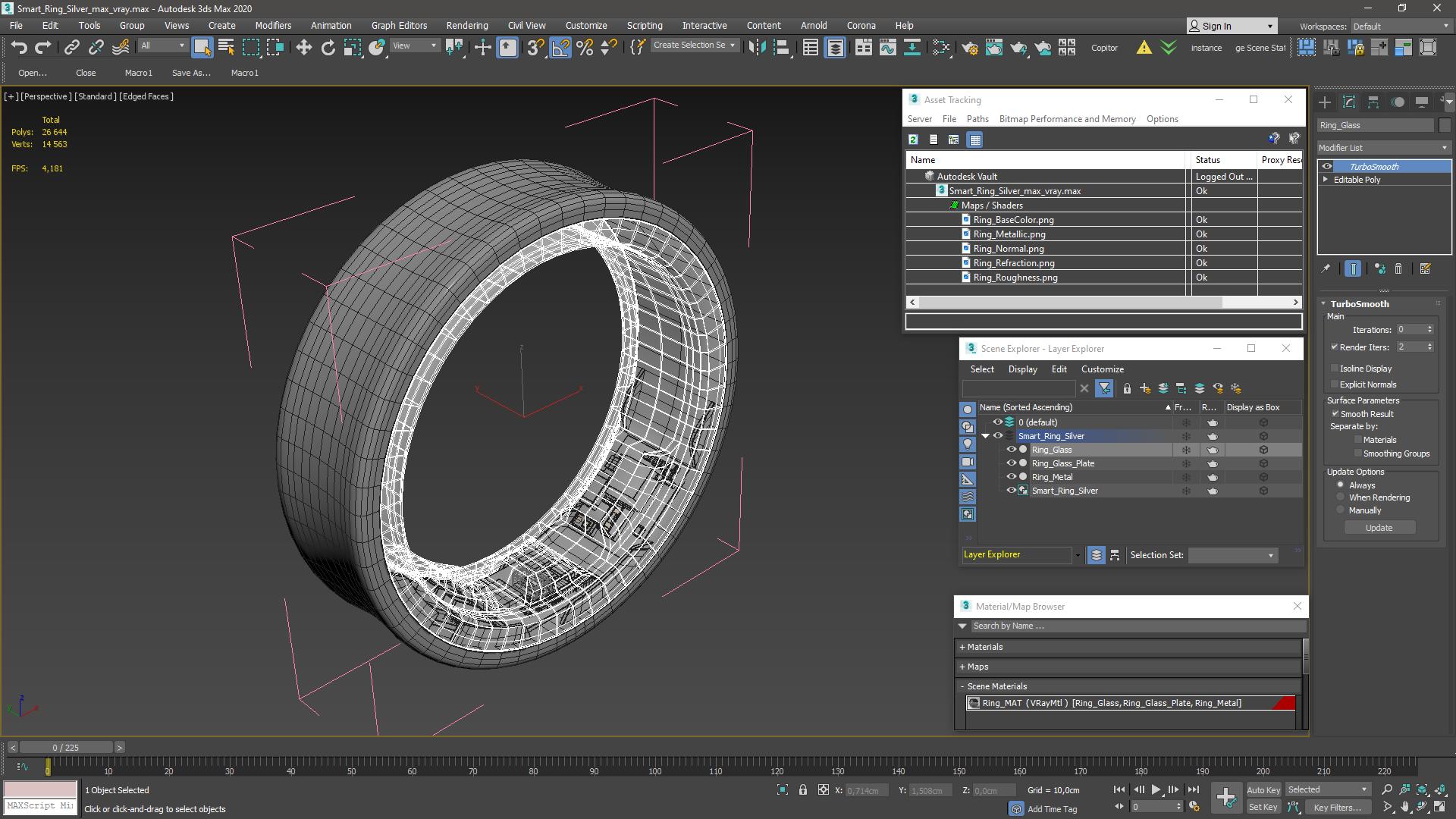 Smart Ring Silver 3D