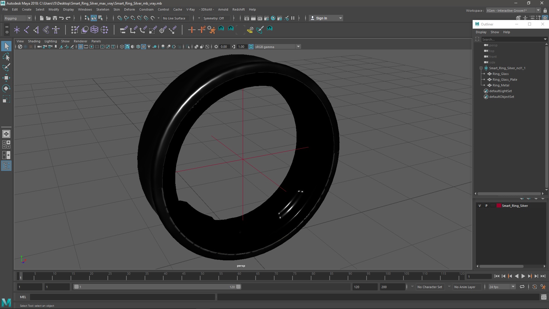 Smart Ring Silver 3D
