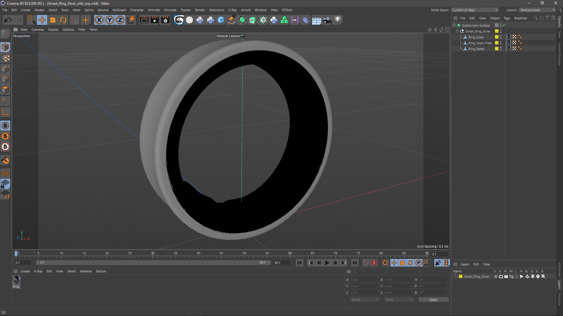 Smart Ring Silver 3D