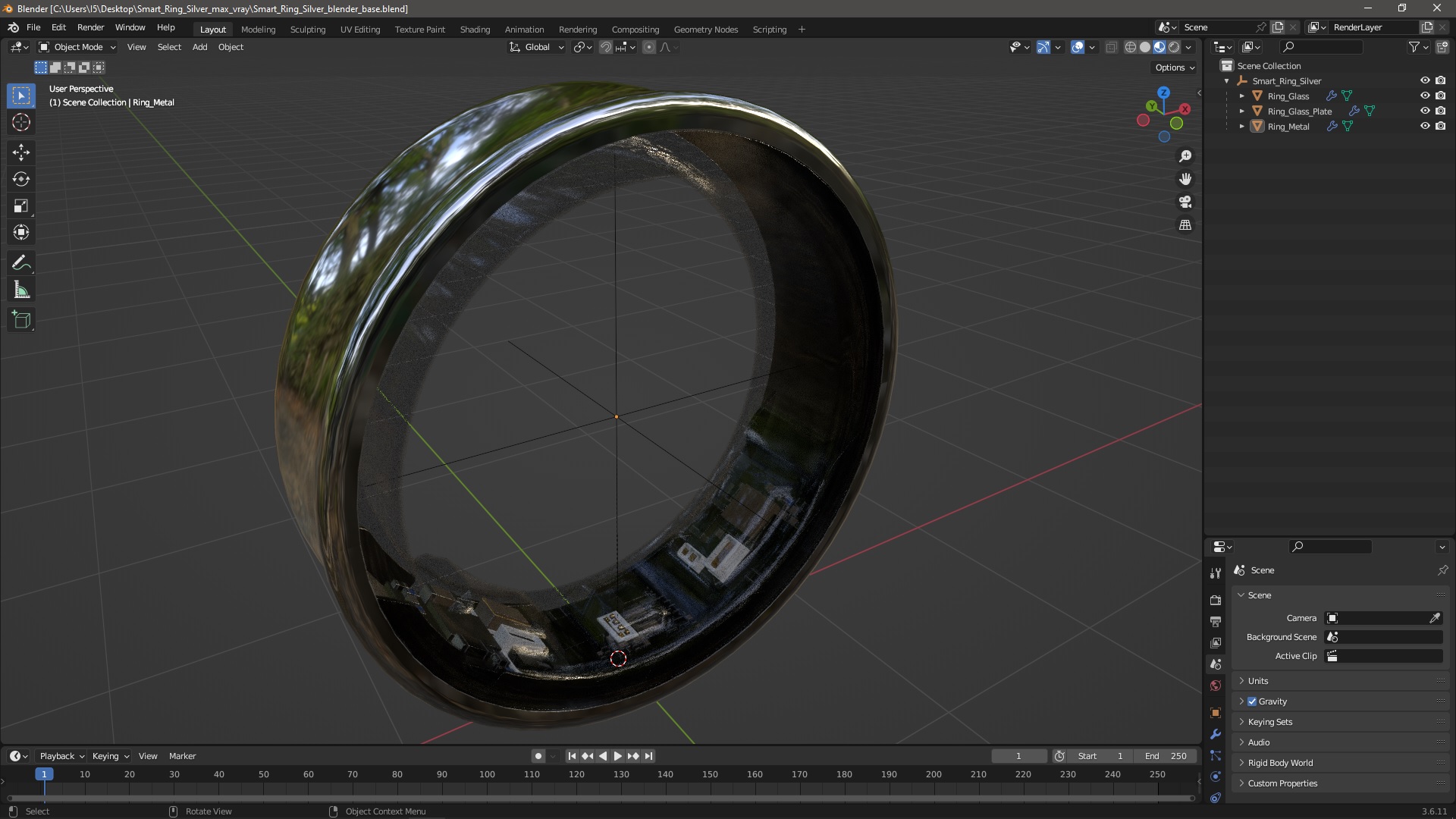 Smart Ring Silver 3D