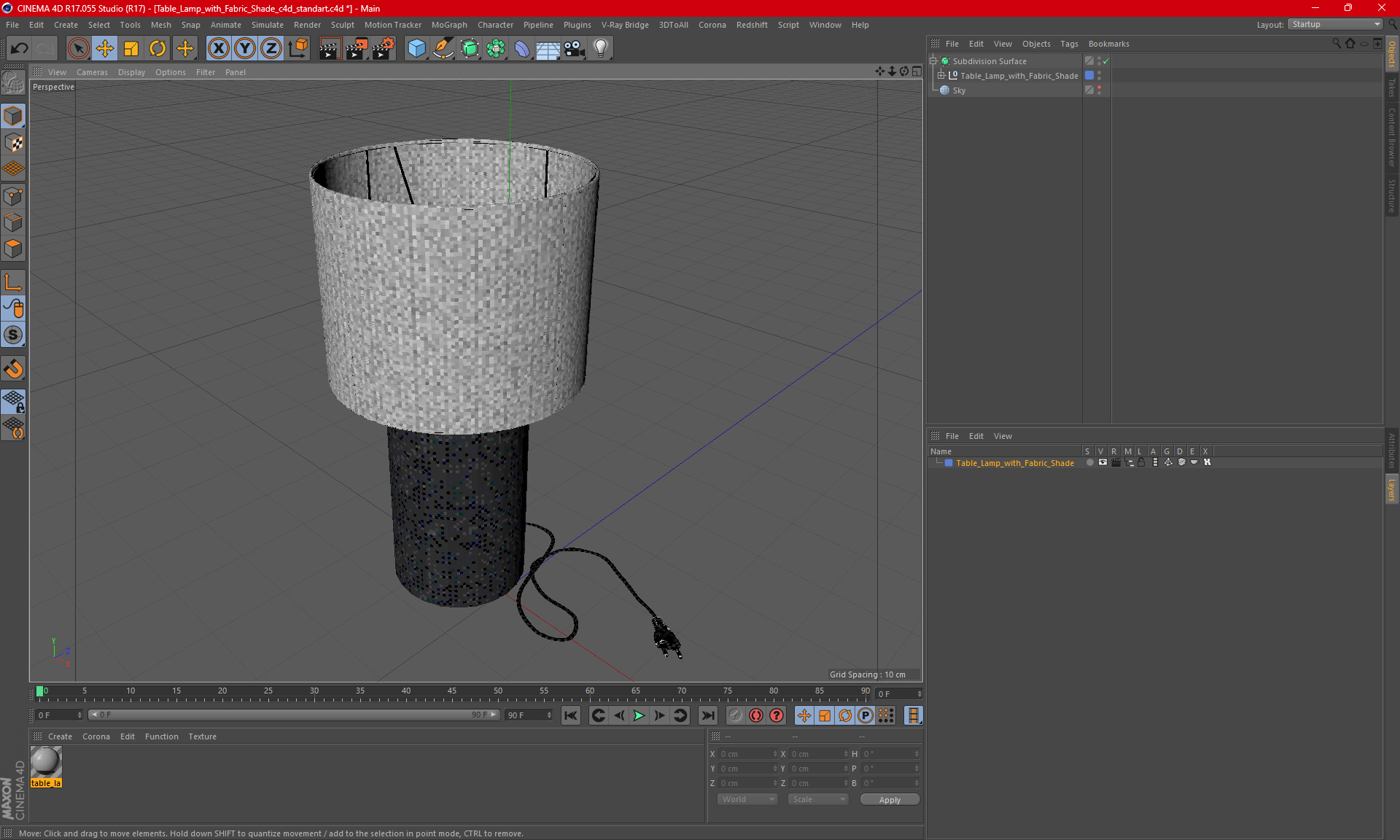3D Table Lamp with Fabric Shade model