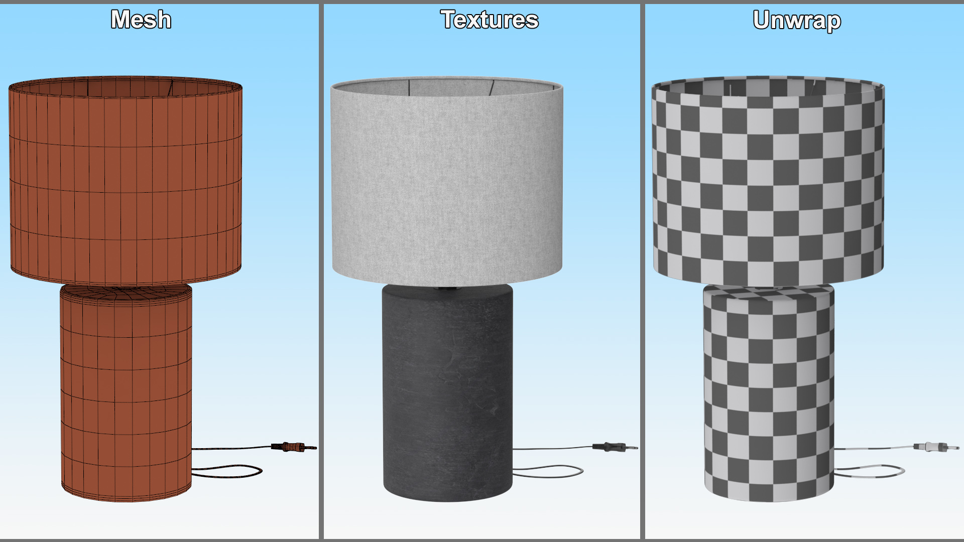 3D Table Lamp with Fabric Shade model