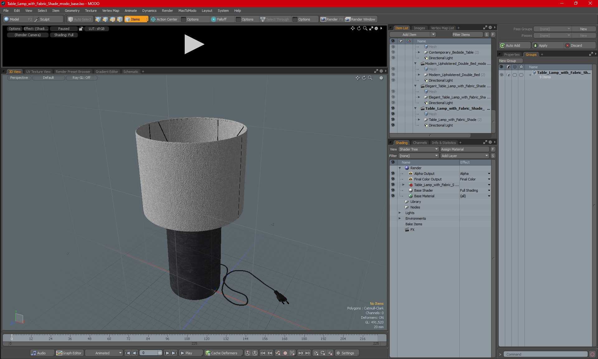 3D Table Lamp with Fabric Shade model
