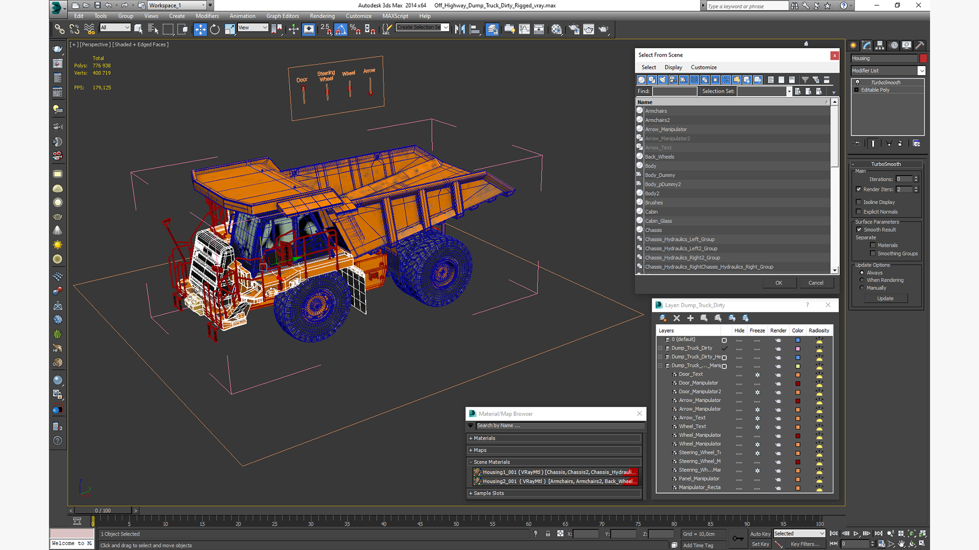 Off Highway Dump Truck Dirty Rigged for Maya 3D model