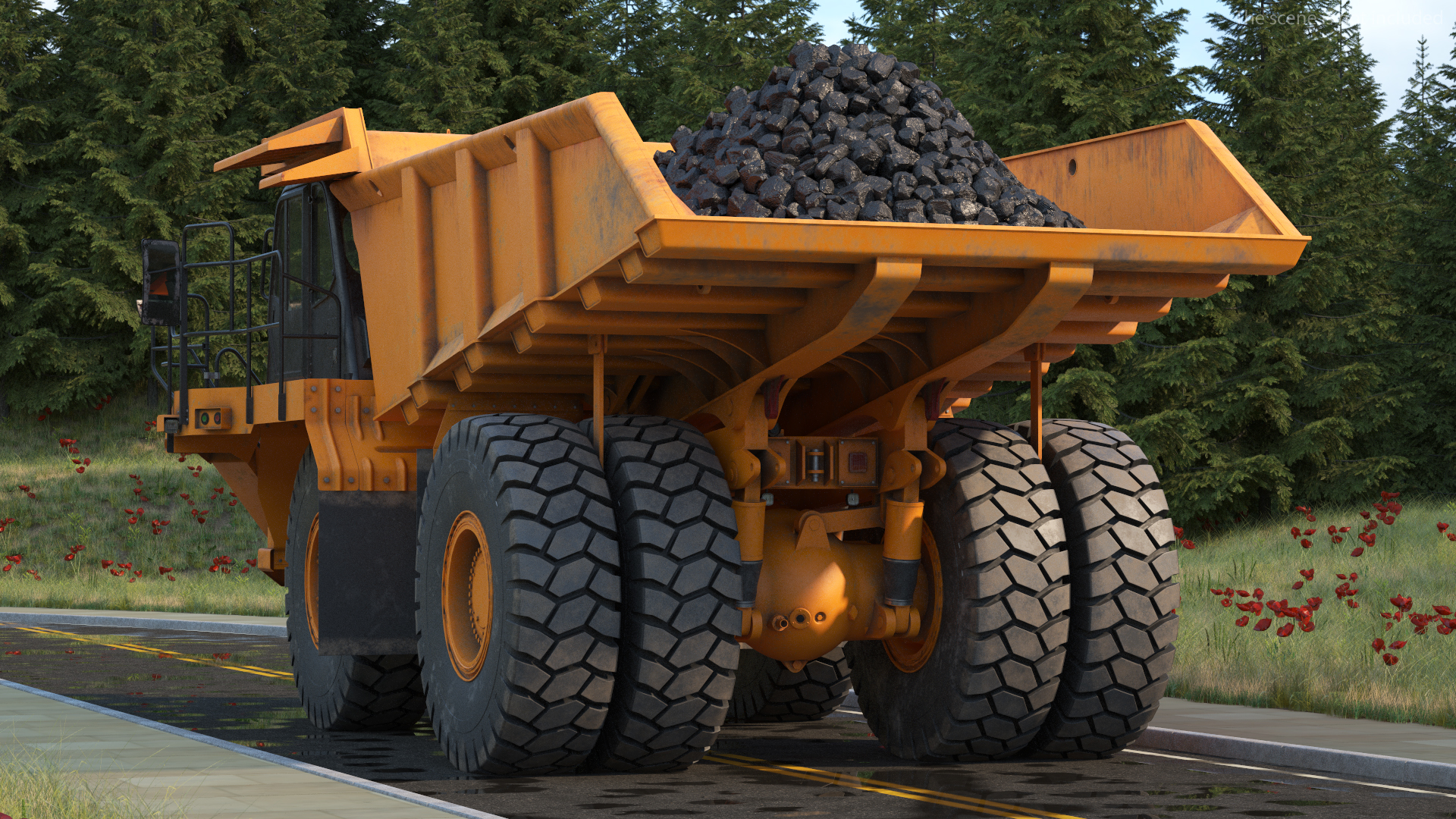 Off Highway Dump Truck Dirty Rigged for Maya 3D model