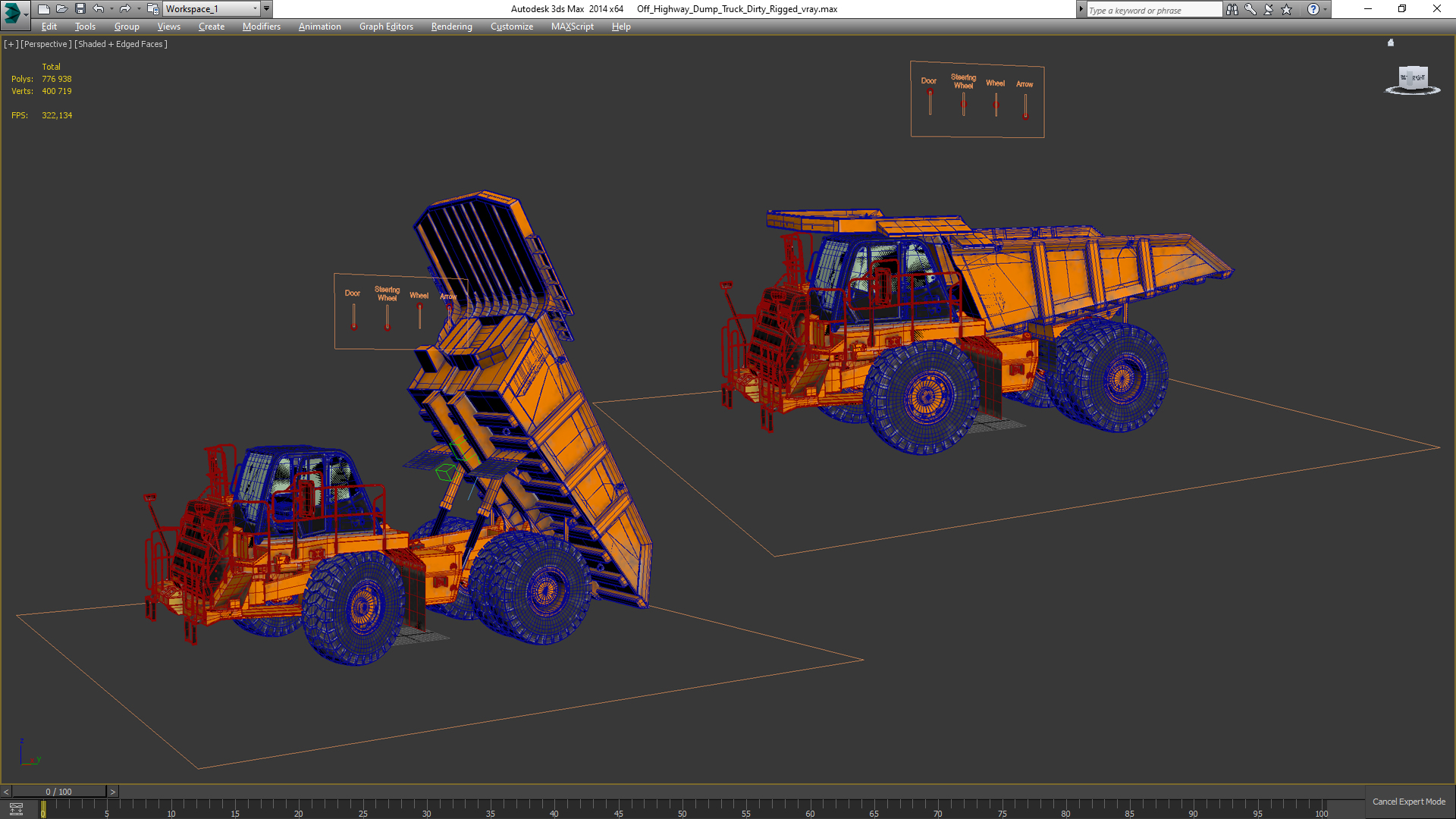 Off Highway Dump Truck Dirty Rigged for Maya 3D model