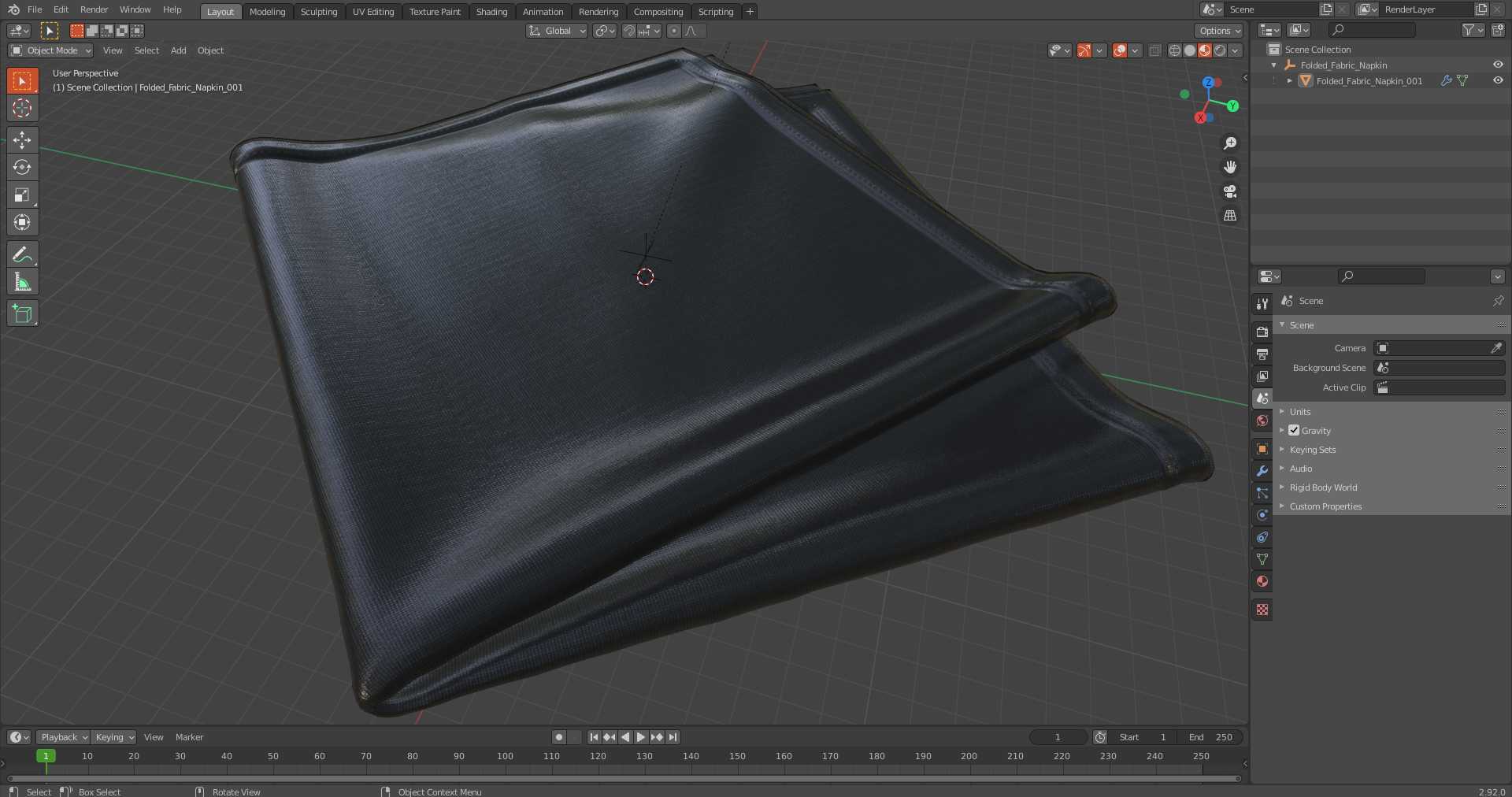 3D model Folded Fabric Napkin