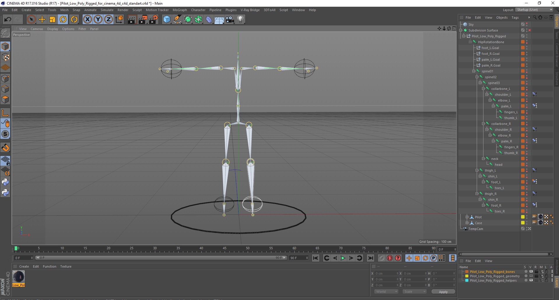 3D model Pilot Low Poly Rigged for Cinema 4D