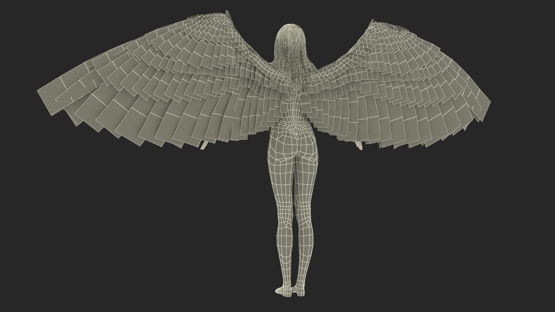 3D Green-Eyed Blonde Angel Woman Rigged