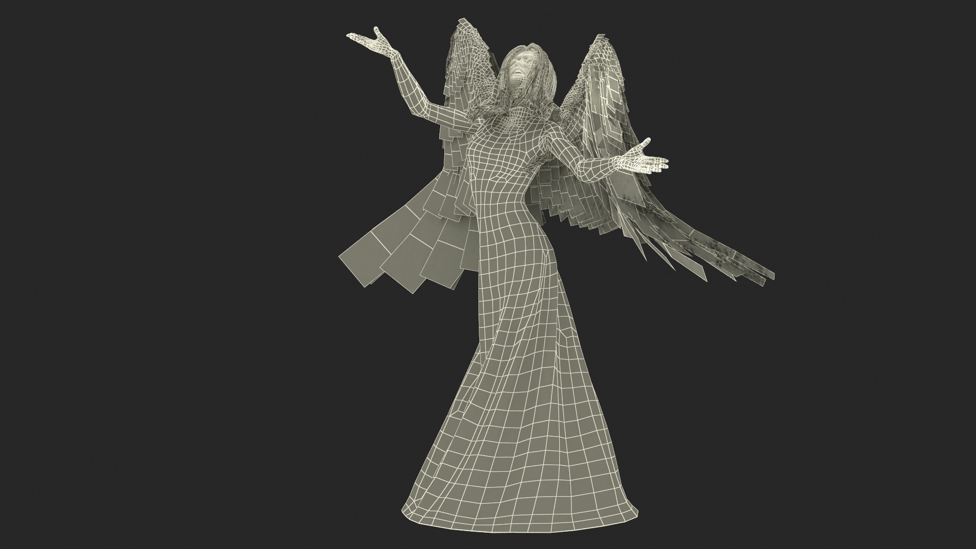 3D Green-Eyed Blonde Angel Woman Rigged