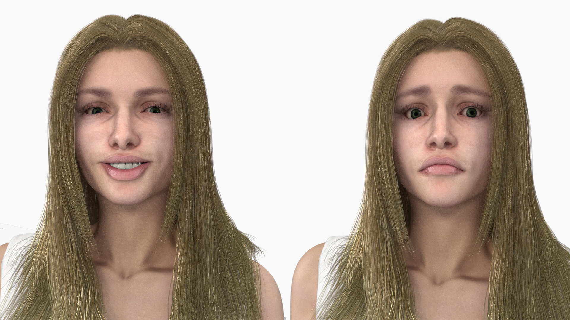 3D Green-Eyed Blonde Angel Woman Rigged