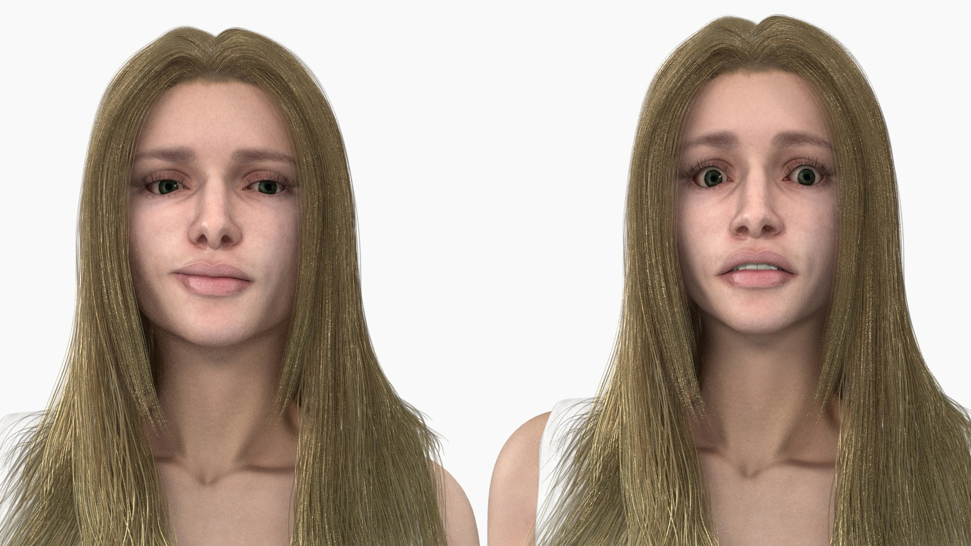 3D Green-Eyed Blonde Angel Woman Rigged