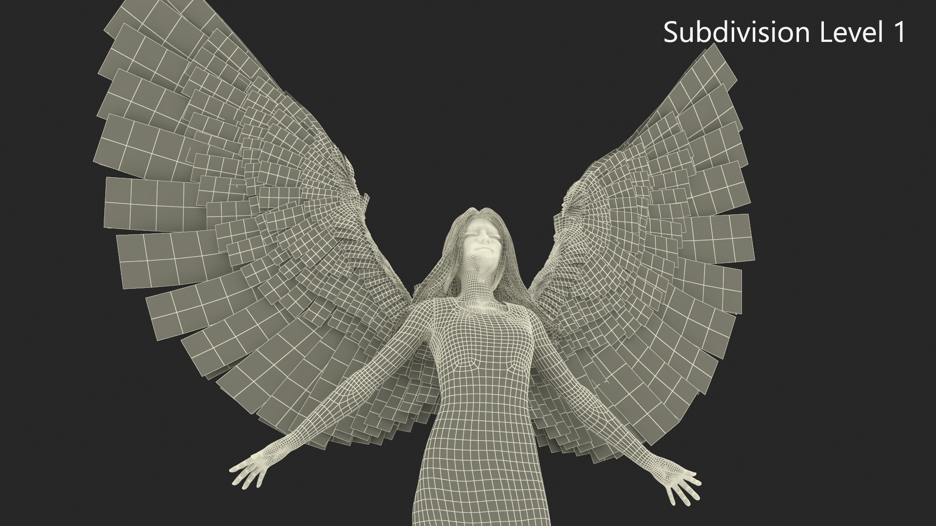 3D Green-Eyed Blonde Angel Woman Rigged