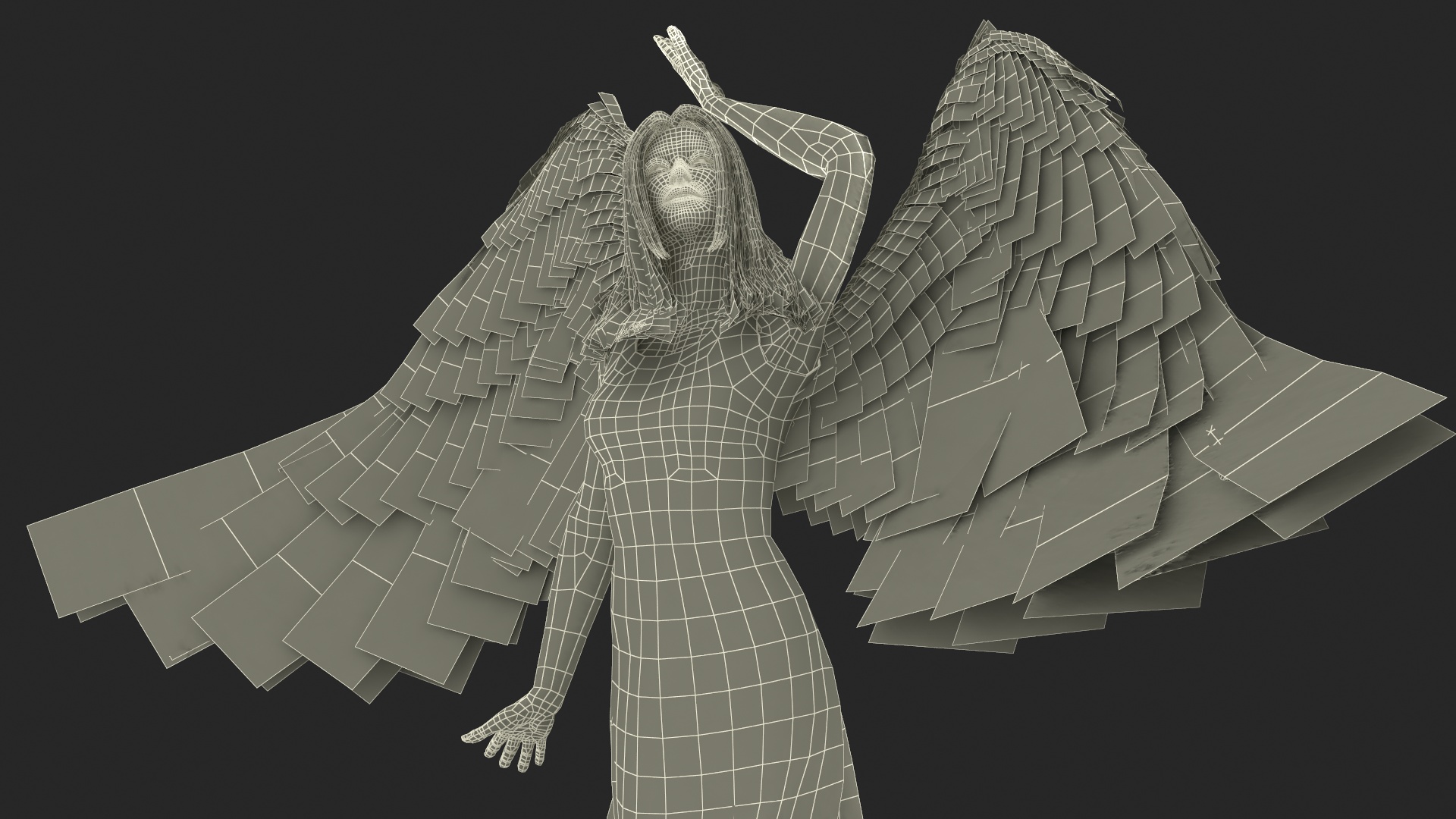 3D Green-Eyed Blonde Angel Woman Rigged
