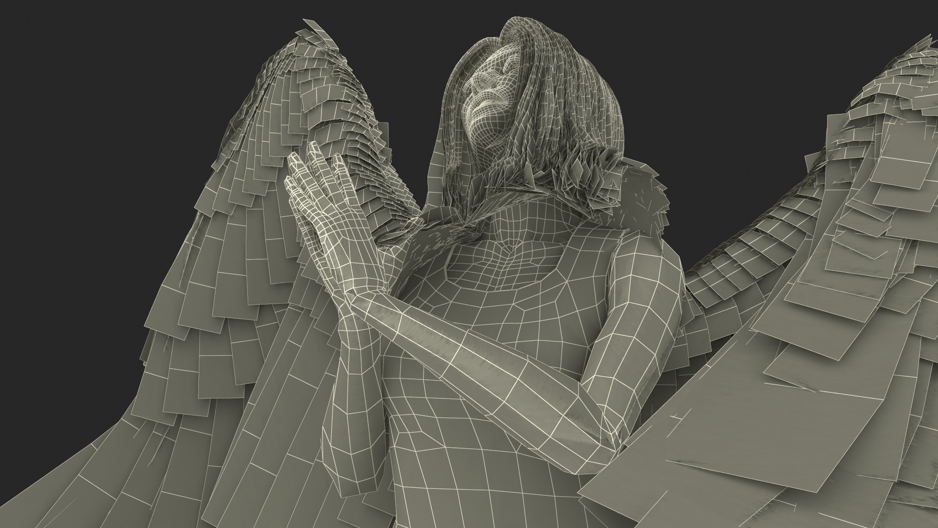 3D Green-Eyed Blonde Angel Woman Rigged