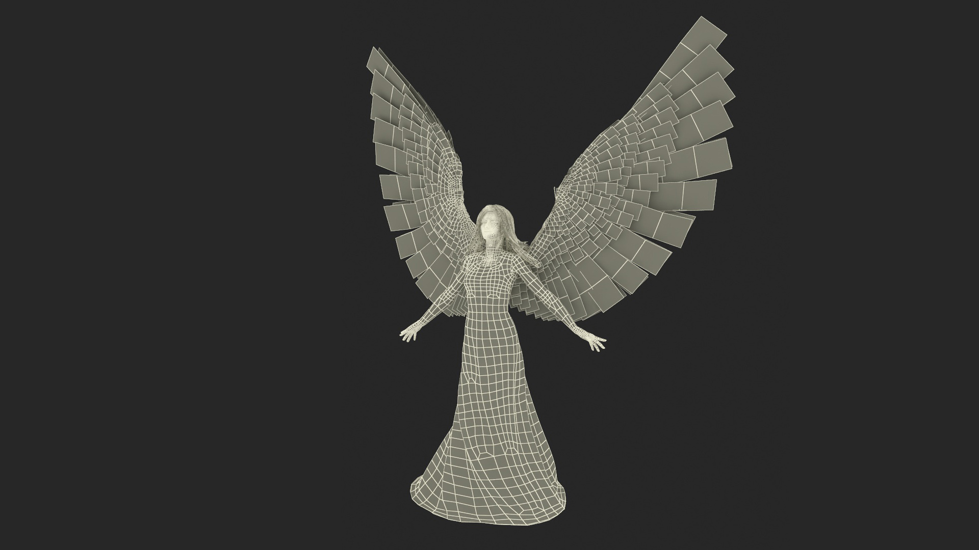 3D Green-Eyed Blonde Angel Woman Rigged