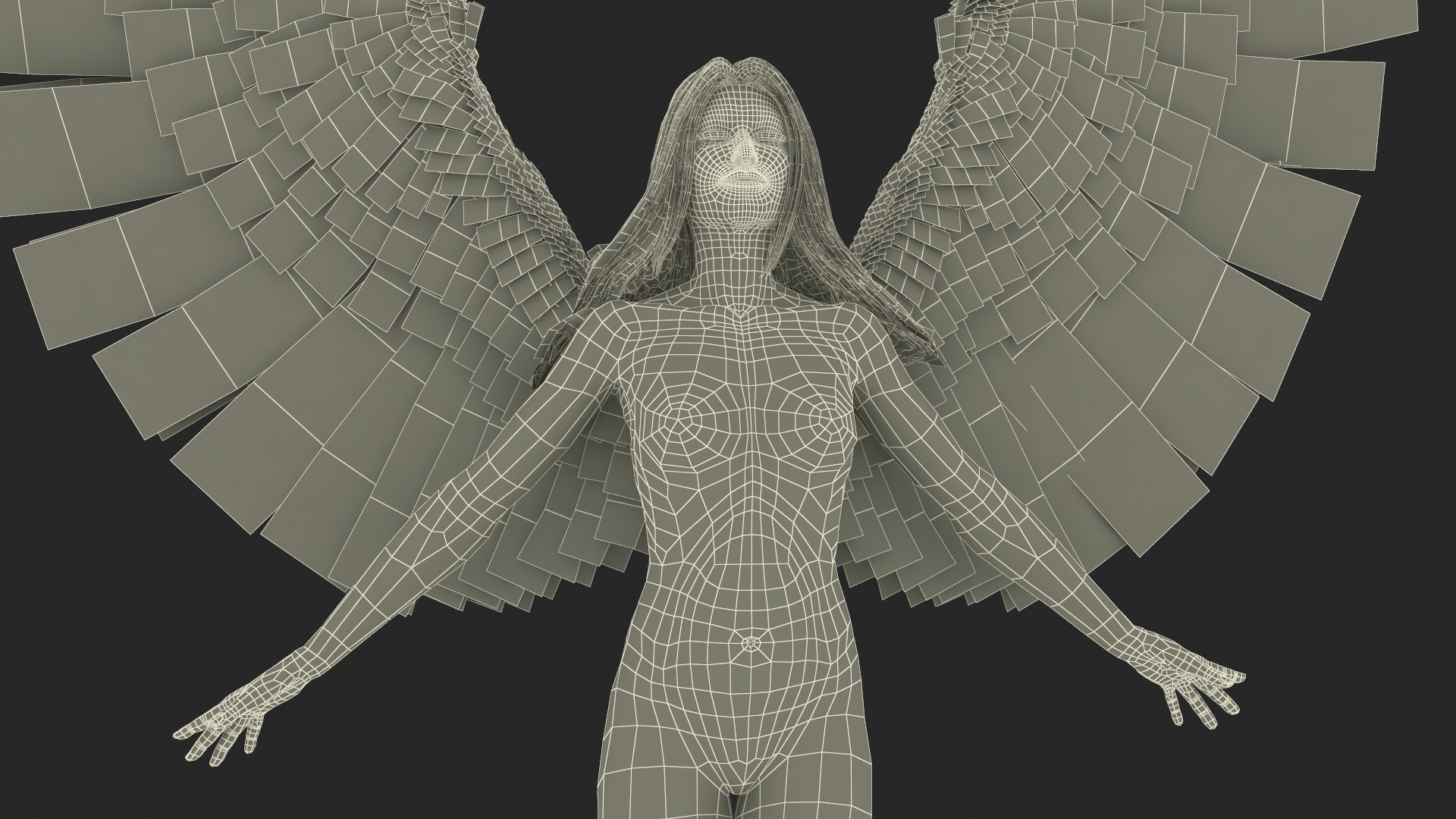 3D Green-Eyed Blonde Angel Woman Rigged