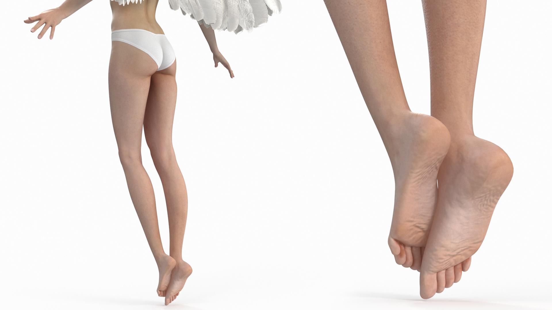 3D Green-Eyed Blonde Angel Woman Rigged