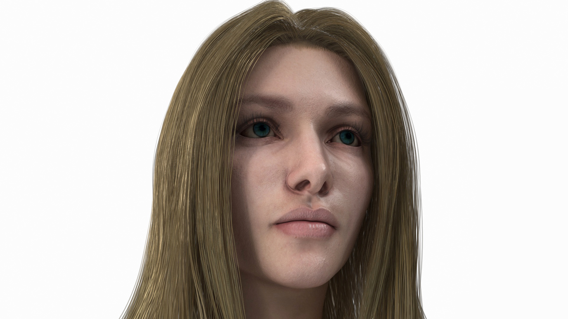 3D Green-Eyed Blonde Angel Woman Rigged