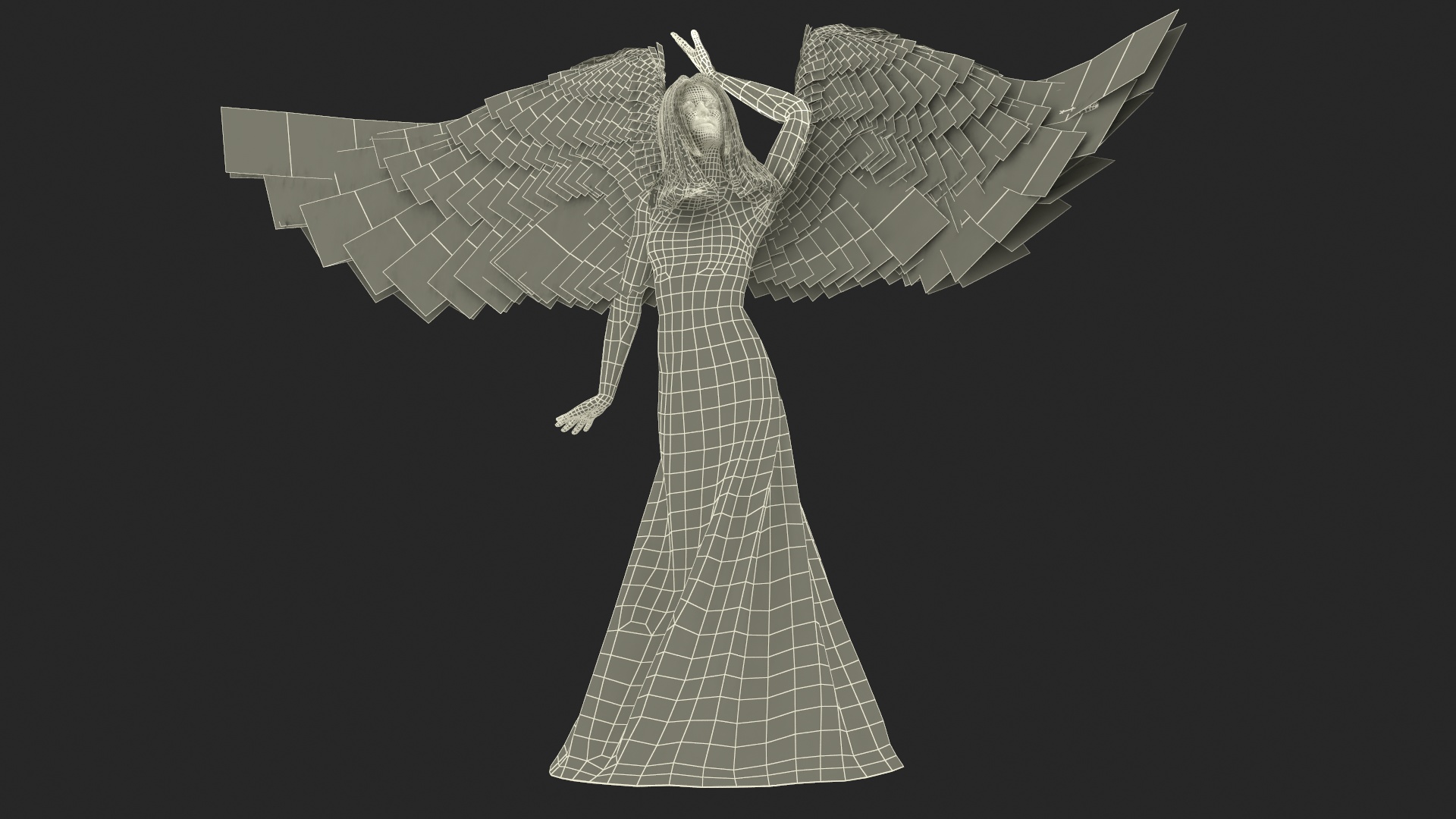 3D Green-Eyed Blonde Angel Woman Rigged