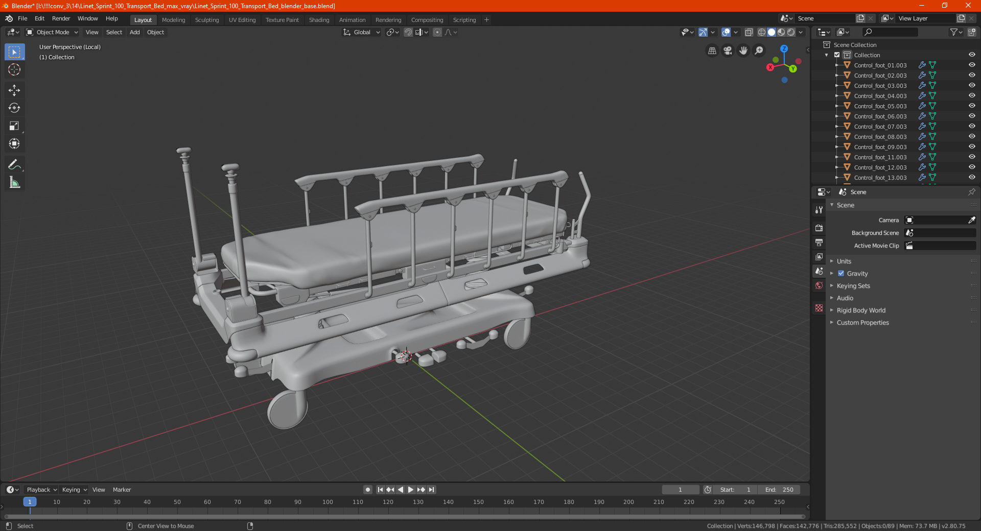 3D model Linet Sprint 100 Transport Bed