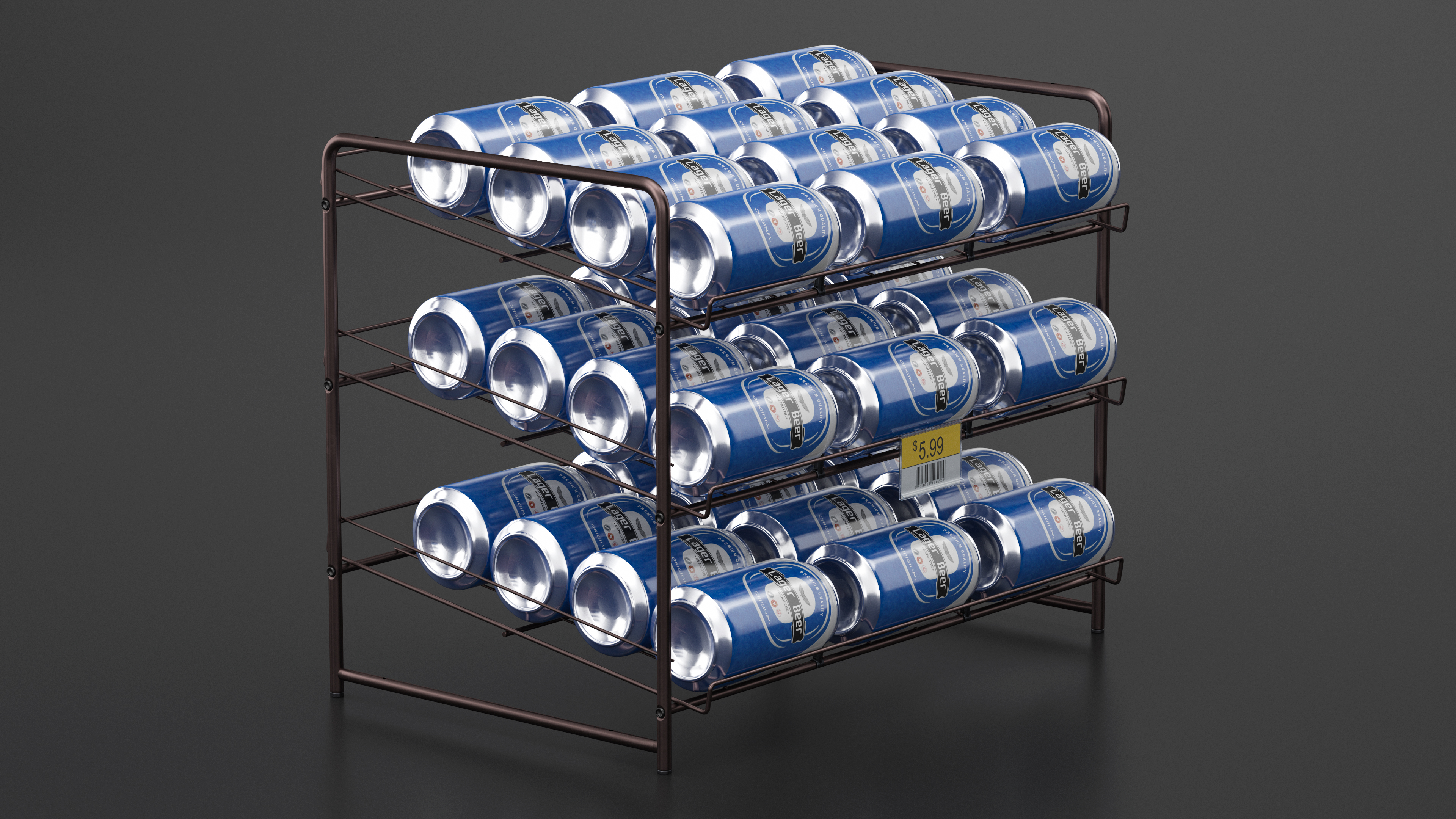 Beverage Organizer with Cans and Price Label 3D model