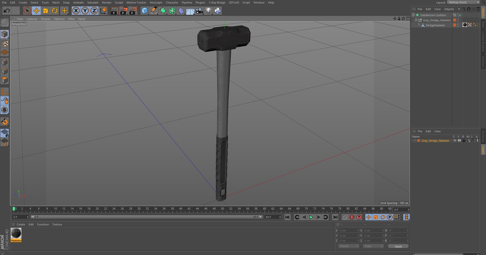 3D Gray Sledge Hammer model