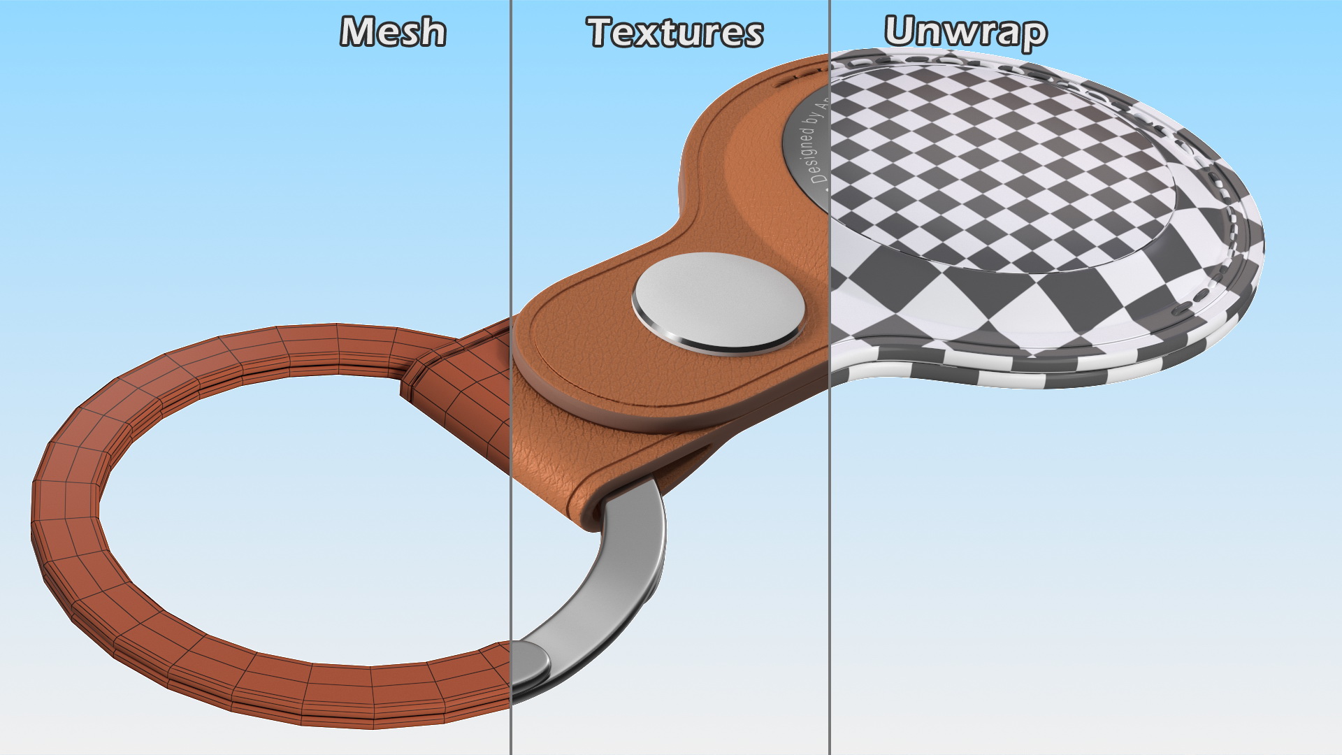 3D model Apple AirTag Leather Key Ring Brown