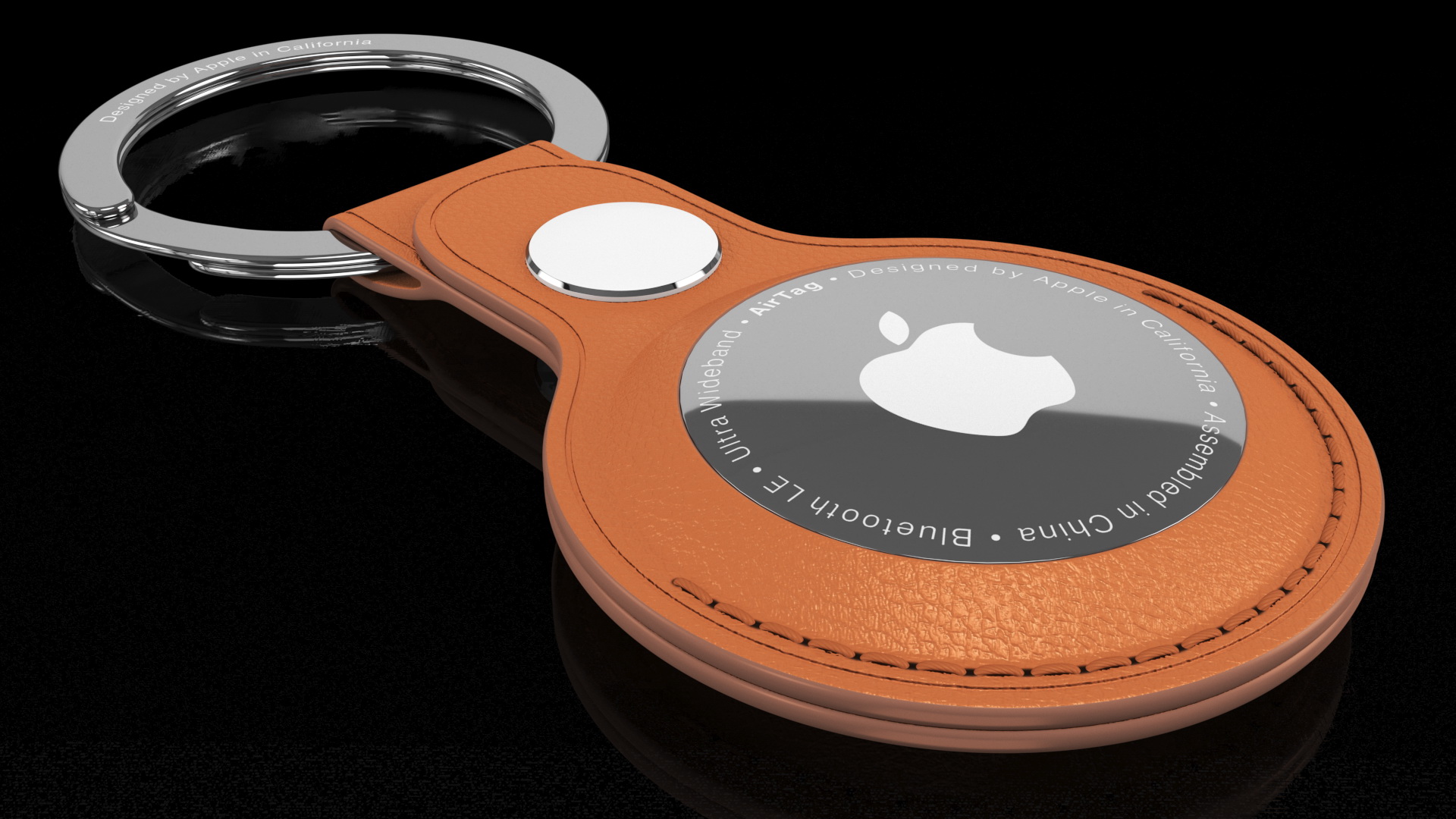 3D model Apple AirTag Leather Key Ring Brown