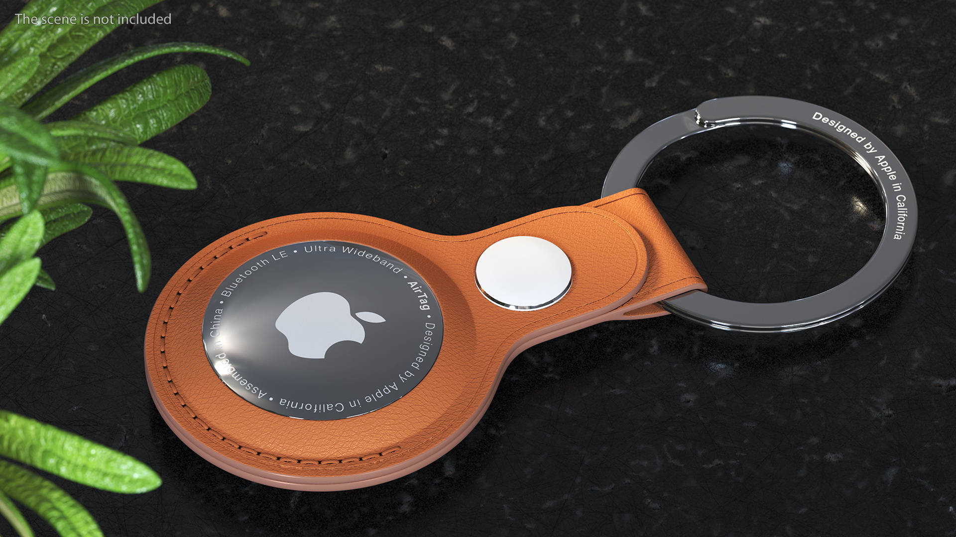 3D model Apple AirTag Leather Key Ring Brown