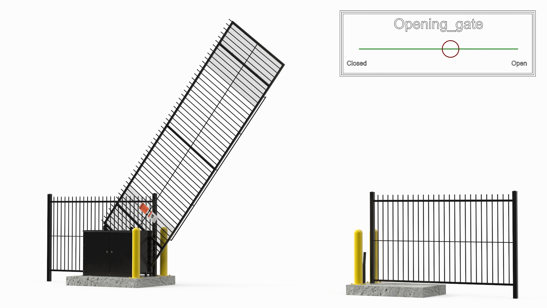 3D Vertical Pivot Gates Black Rigged model
